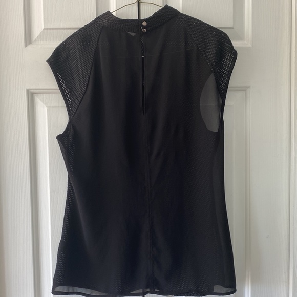Karen Millen cross front, woven look sheer sleeveless blouse - Picture 3 of 9
